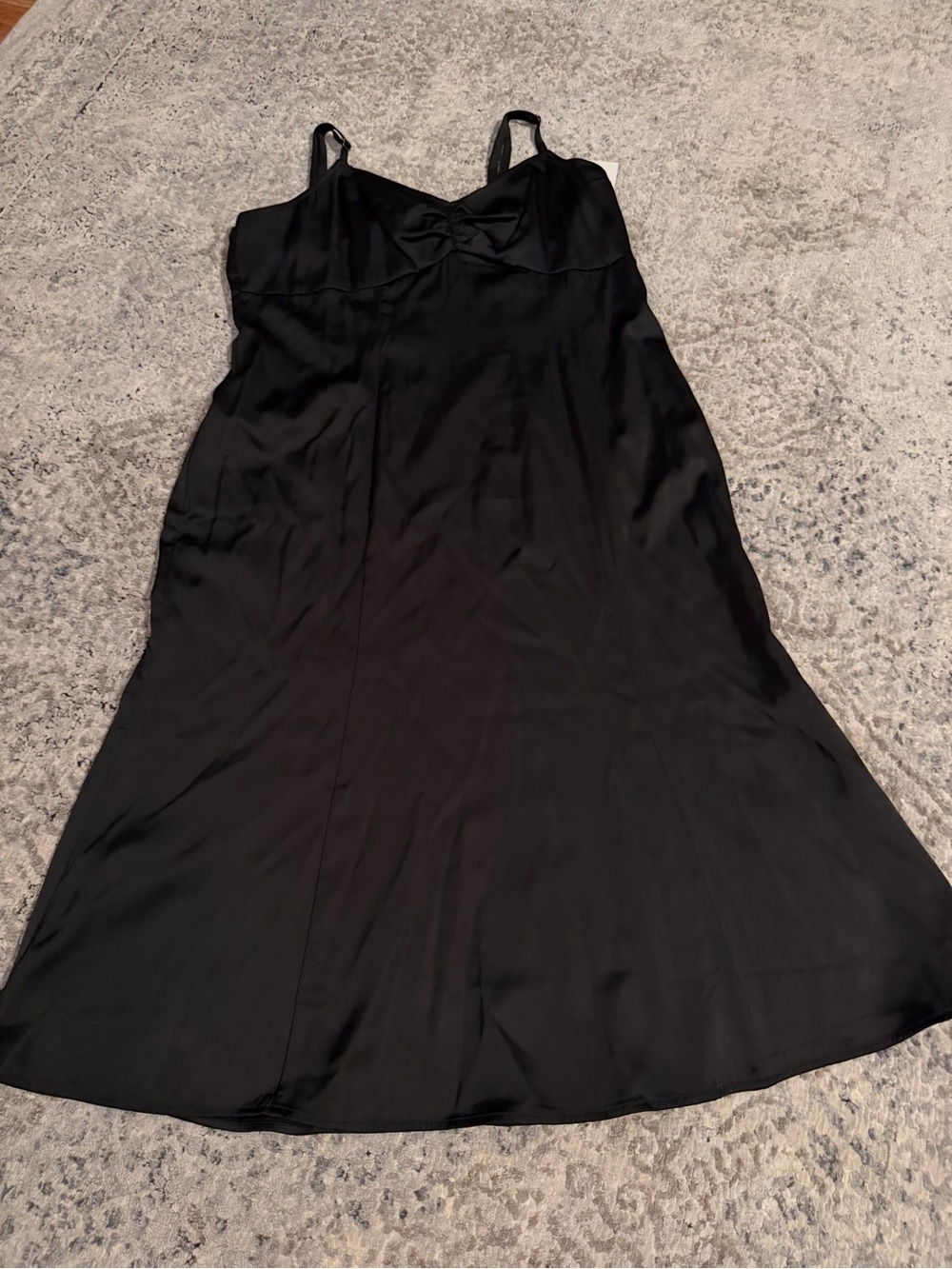 Melrose and Market Black Satin Midi Dress with Bow